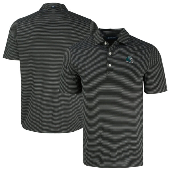 Men's Cutter & Buck Black Philadelphia Eagles Forge Eco Fine Line Stripe Polo - Image 5