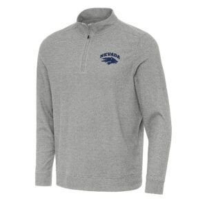 Men's Antigua Heather Gray Nevada Wolf Pack Subtle Quarter-Zip Sweatshirt