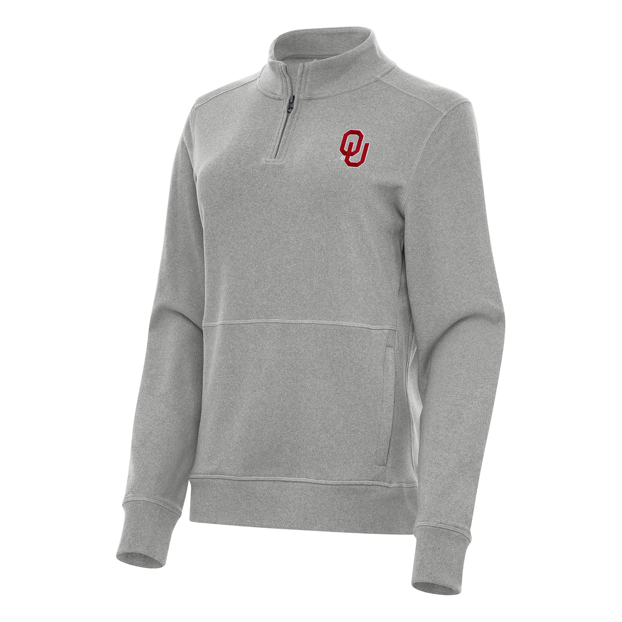 Women's Antigua Heather Gray Oklahoma Sooners Crush Quarter-Zip Fleece Sweatshirt