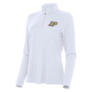 Women's Antigua White Purdue Boilermakers Intent Quarter-Zip Top