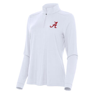 Women's Antigua White Alabama Crimson Tide Intent Quarter-Zip Top