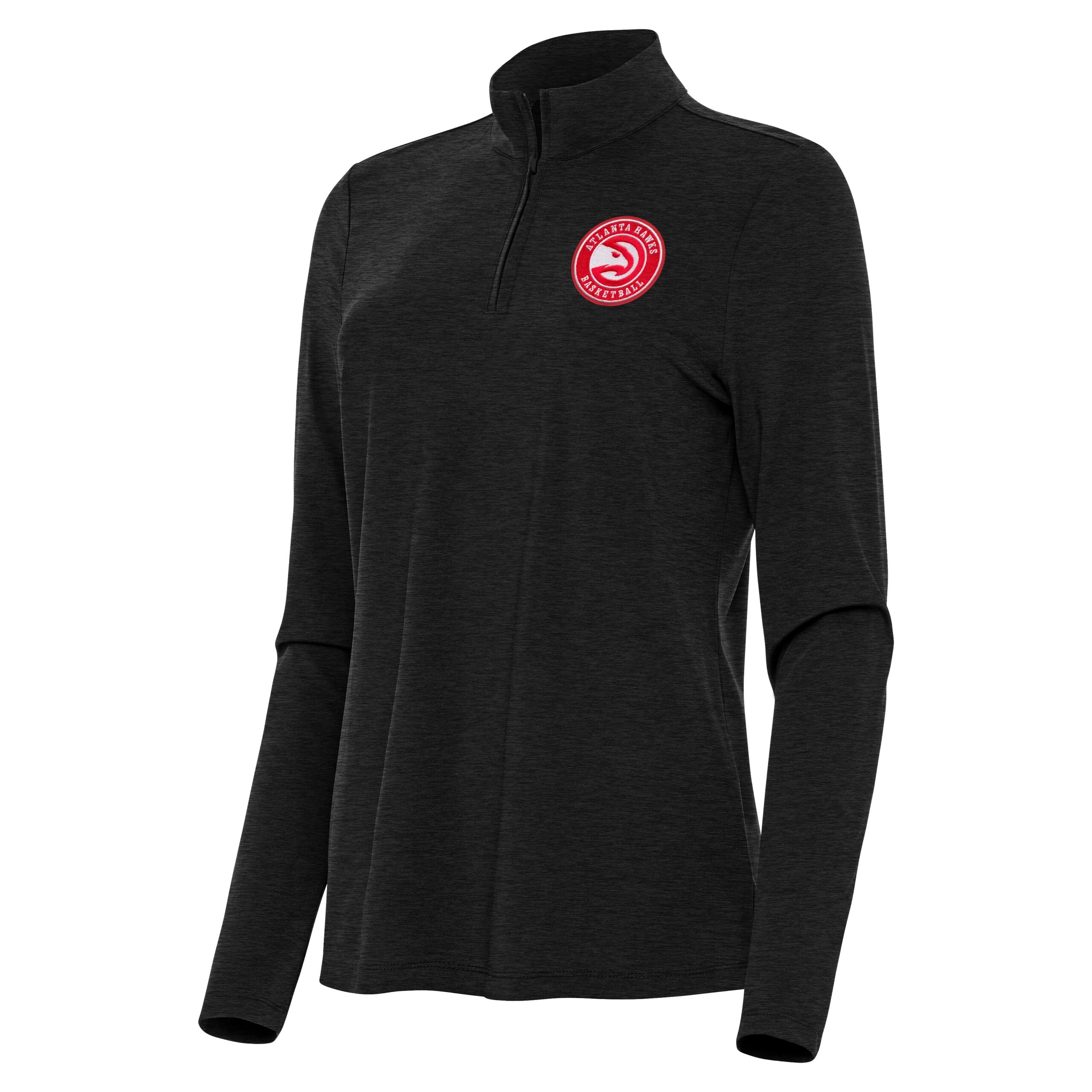 Women's Antigua Heather Black Atlanta Hawks Bright Quarter-Zip Top