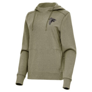 Women's Antigua  Olive Atlanta Falcons Justice Pullover Hoodie
