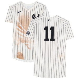Anthony Volpe New York Yankees Game-Used #11 White Pinstripe Jersey vs. Pittsburgh Pirates on September 29, 2024