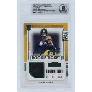 Najee Harris Pittsburgh Steelers Autographed 2021 Panini Contenders Optic Rookie Ticket Variation Jersey Relic #RSV-NHA Beckett Fanatics Witnessed Authenticated Rookie Card