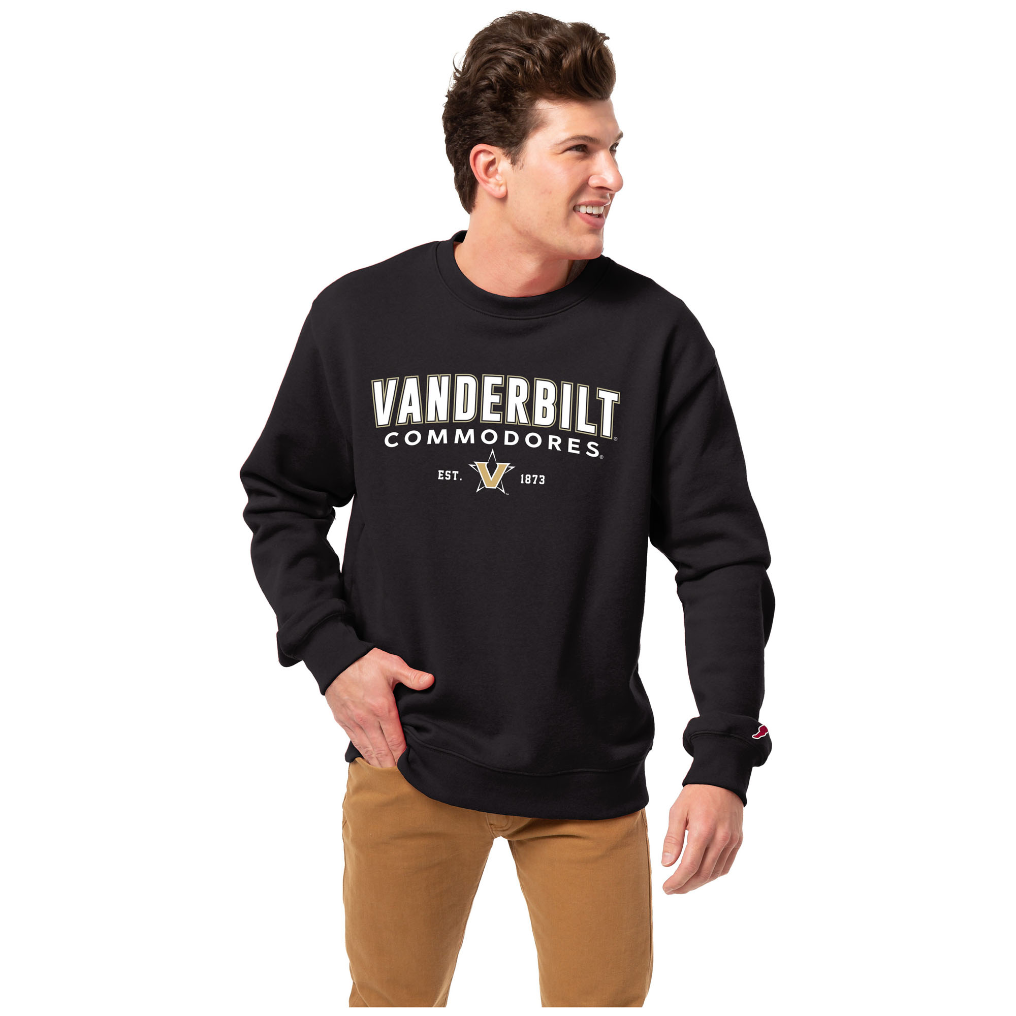 Men's League Collegiate Wear Black Vanderbilt Commodores Essentials 2.0 Pullover Crewneck