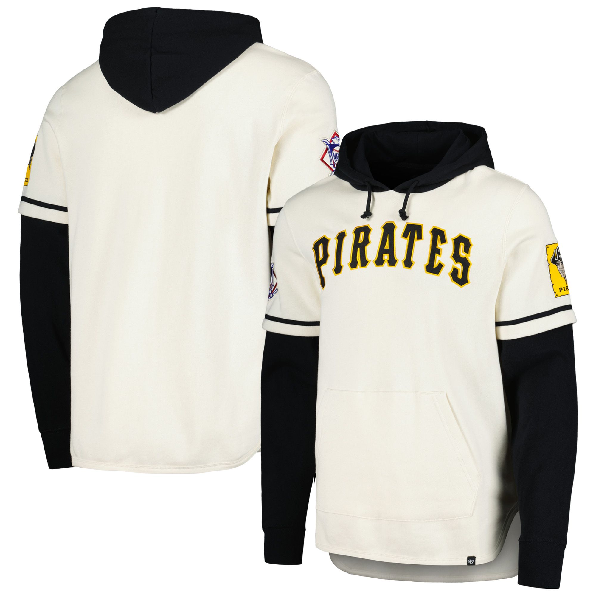 Men's '47 Cream Pittsburgh Pirates Trifecta Shortstop Pullover Hoodie - Image 5