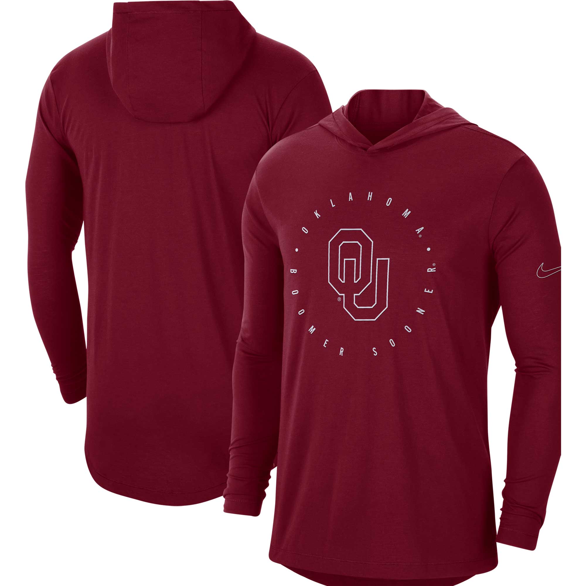 Men's Nike Crimson Oklahoma Sooners Campus Tri-Blend Performance Long Sleeve Hooded T-Shirt - Image 2