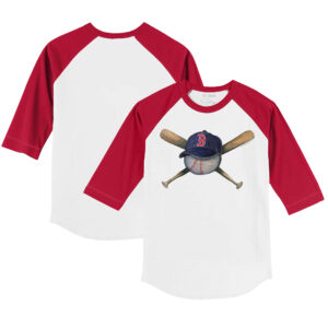 Toddler Tiny Turnip  White/Red Boston Red Sox Hat Cross Bats 3/4-Sleeve Raglan T-Shirt