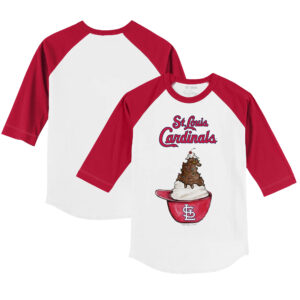 Toddler Tiny Turnip White/Red St. Louis Cardinals Sundae Helmet 3/4-Sleeve Raglan T-Shirt
