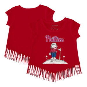 Girls Youth Tiny Turnip Red Philadelphia Phillies Astronaut Fringe T-Shirt