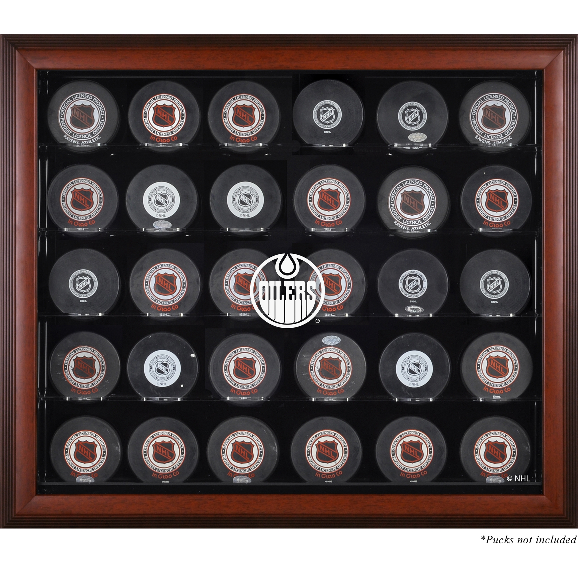 Edmonton Oilers 30-Puck Mahogany Display Case