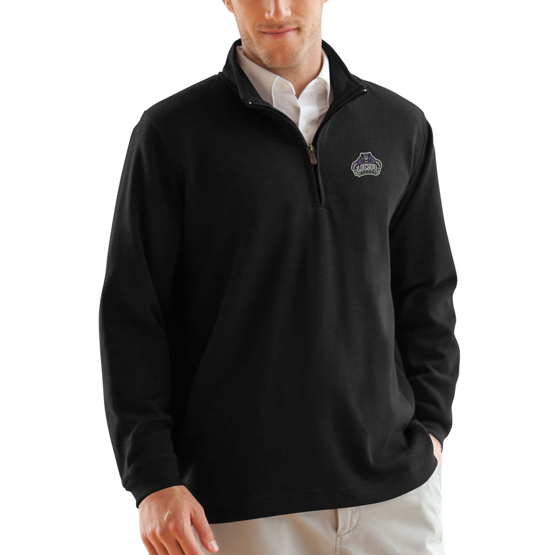 Men's Black Central Arkansas Bears 1/4-Zip Flat Back Pullover Jacket