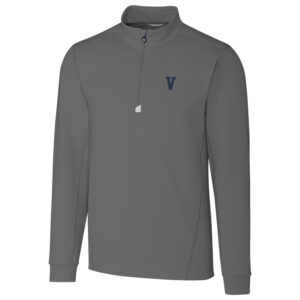 Men's Cutter & Buck Gray Villanova Wildcats Big & Tall College Vault Traverse Quarter-Zip Pullover Jacket