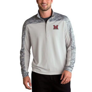 Men's Gray Miami University RedHawks Vansport Pro Camo Block Quarter-Zip Jacket