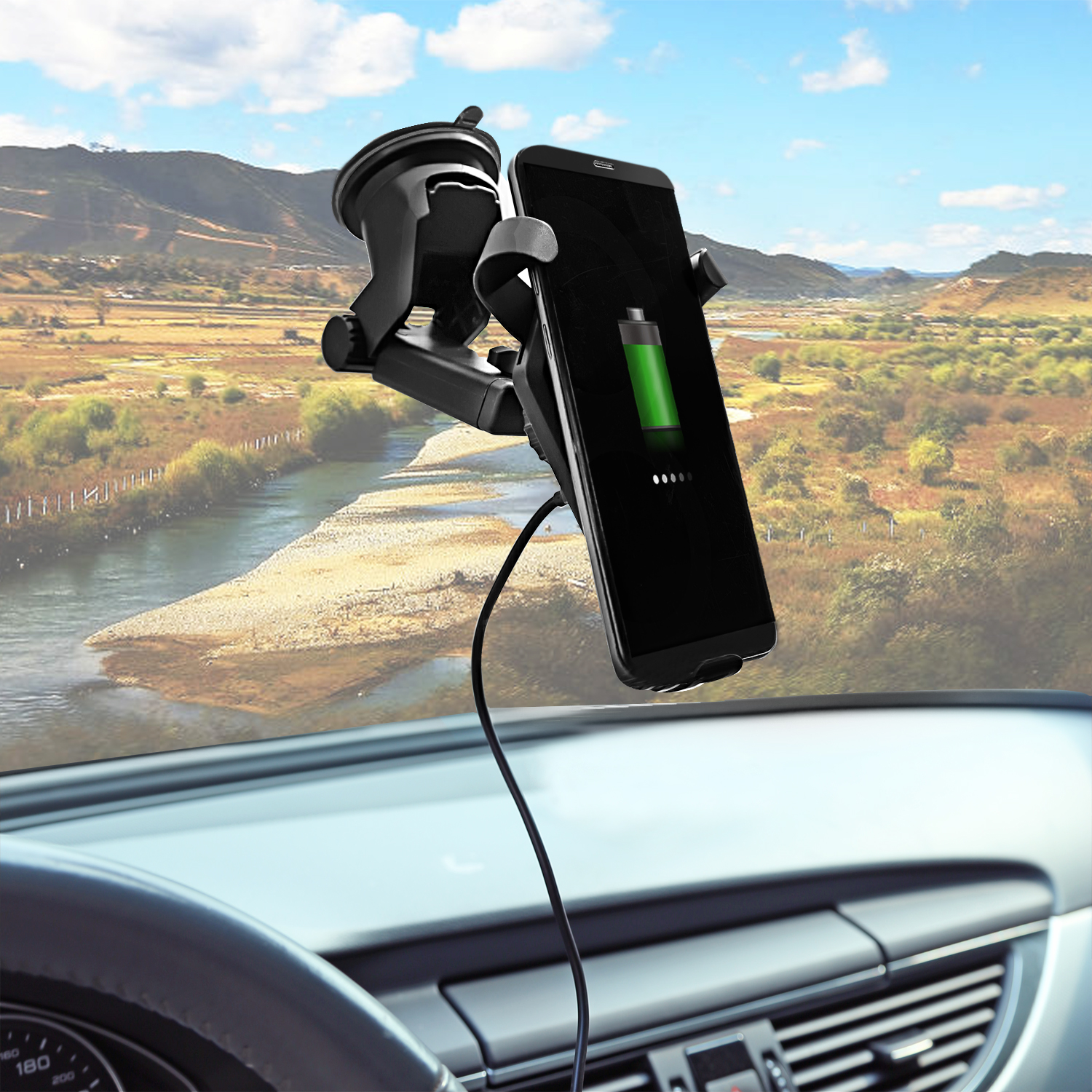 Miami Marlins Solid Design Wireless Car Charger - Image 8