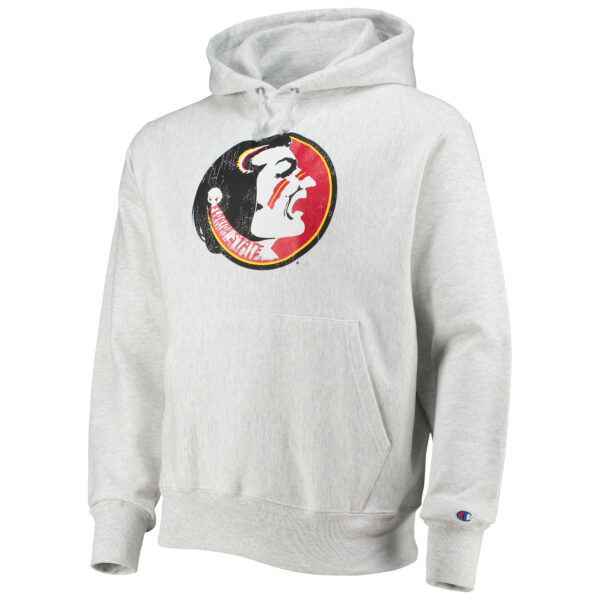 Men's Champion Heathered Gray Florida State Seminoles Team Vault Logo Reverse Weave Pullover Hoodie - Image 6