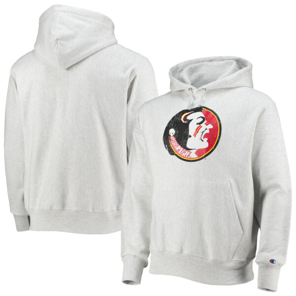 Men's Champion Heathered Gray Florida State Seminoles Team Vault Logo Reverse Weave Pullover Hoodie