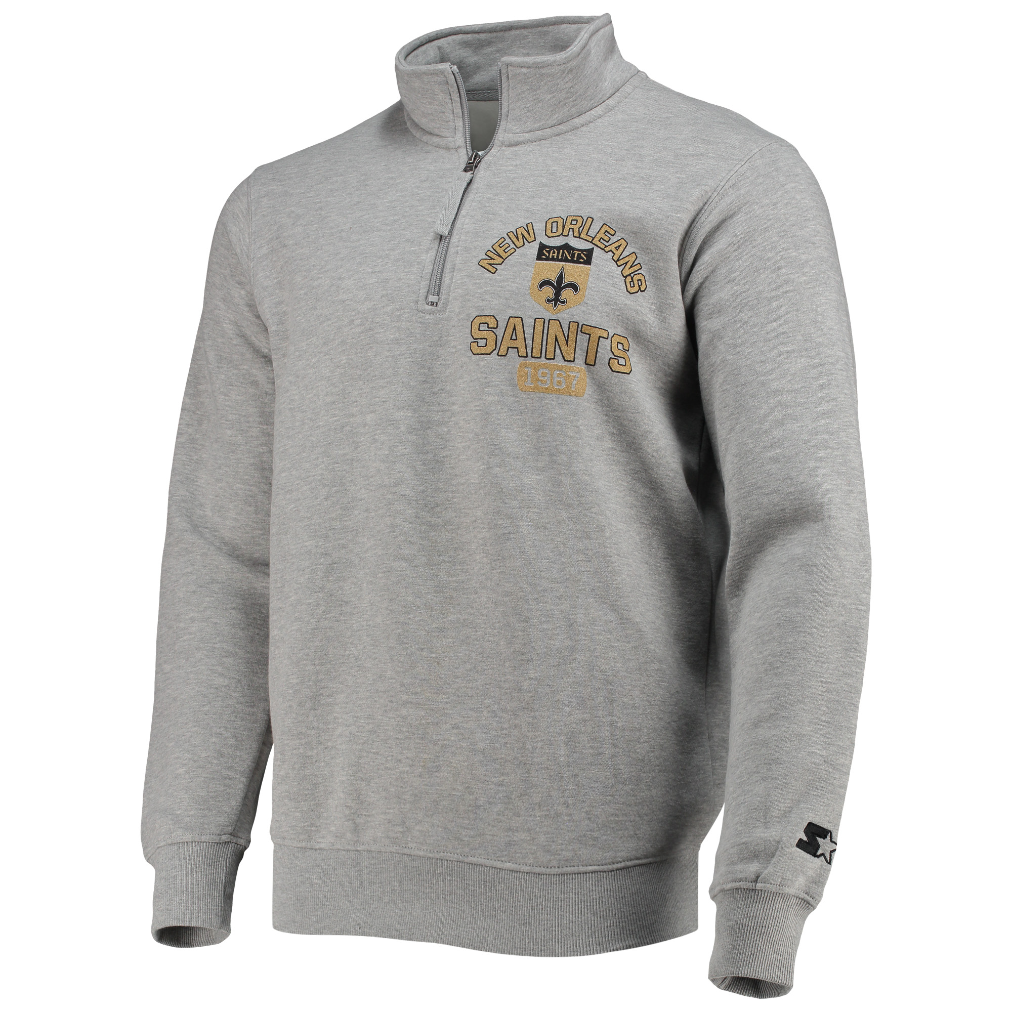 Men's Starter Gray New Orleans Saints Throwback Heisman Quarter-Zip Jacket - Image 6
