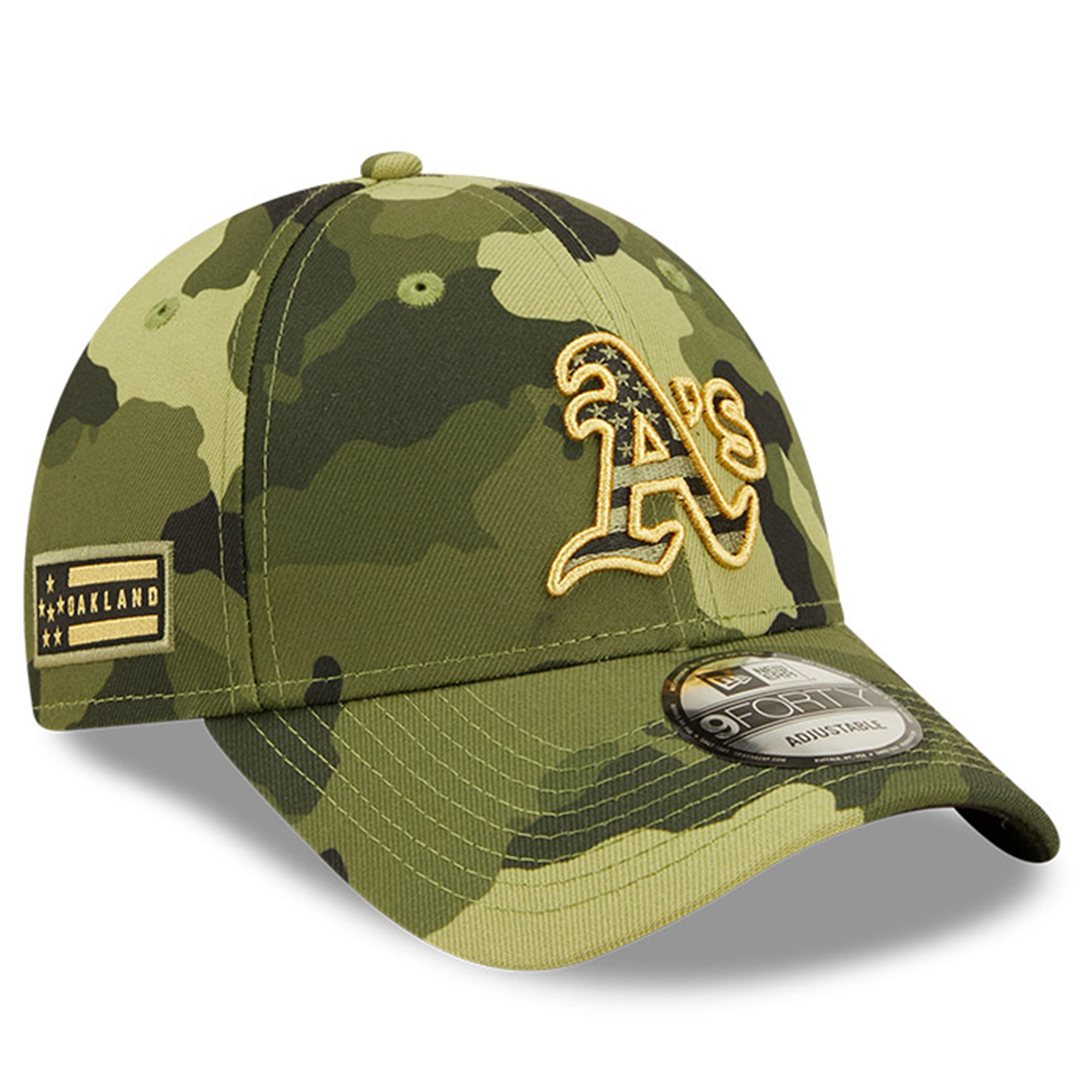 Men's New Era Camo Oakland Athletics 2022 Armed Forces Day 9FORTY Snapback Adjustable Hat - Image 2