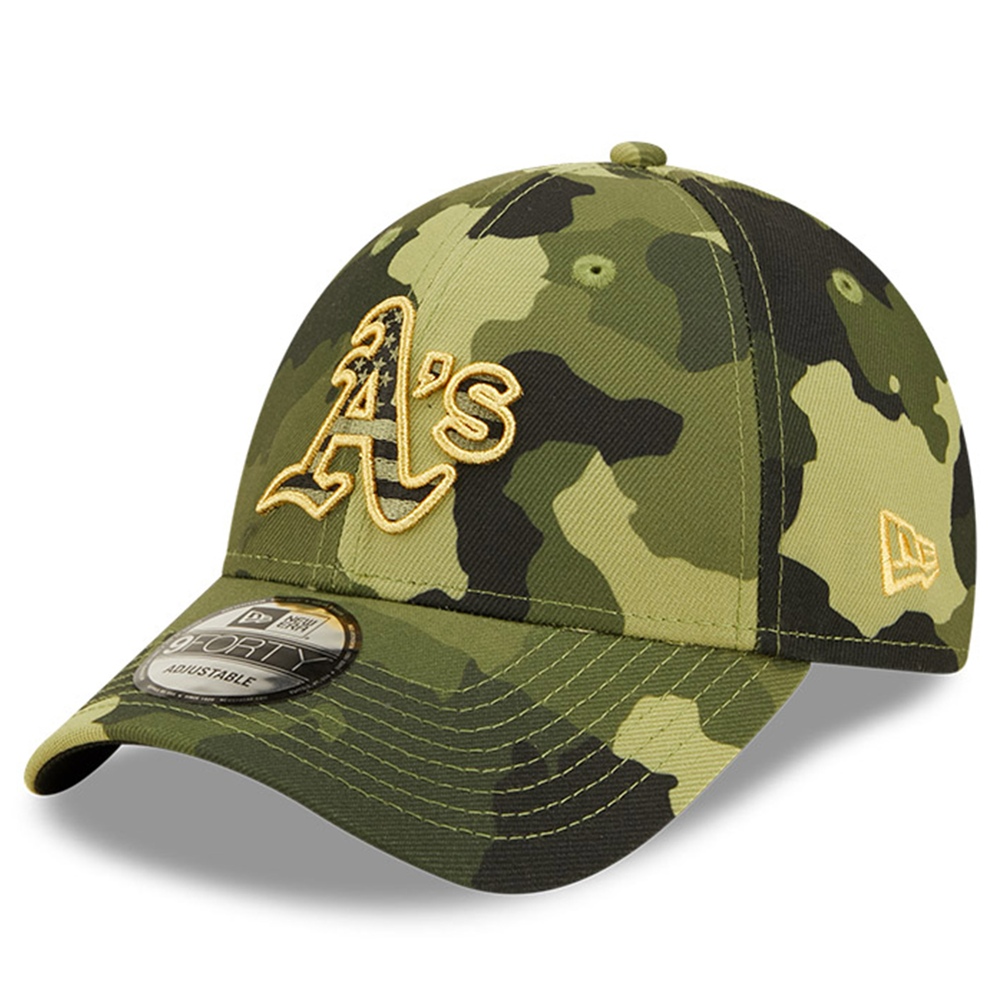 Men's New Era Camo Oakland Athletics 2022 Armed Forces Day 9FORTY Snapback Adjustable Hat - Image 4