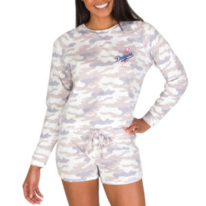 Women's Concepts Sport Cream Los Angeles Dodgers Encounter Long Sleeve Top & Short Sleep Set