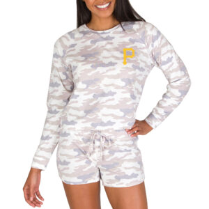 Women's Concepts Sport Cream Pittsburgh Pirates Encounter Long Sleeve Top & Short Sleep Set