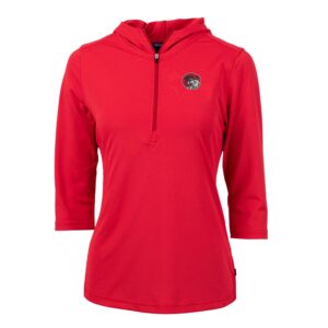 Women's Cutter & Buck Red Winston-Salem State Rams Virtue Eco Pique Half-Zip 3/4 Sleeve Pullover Hoodie