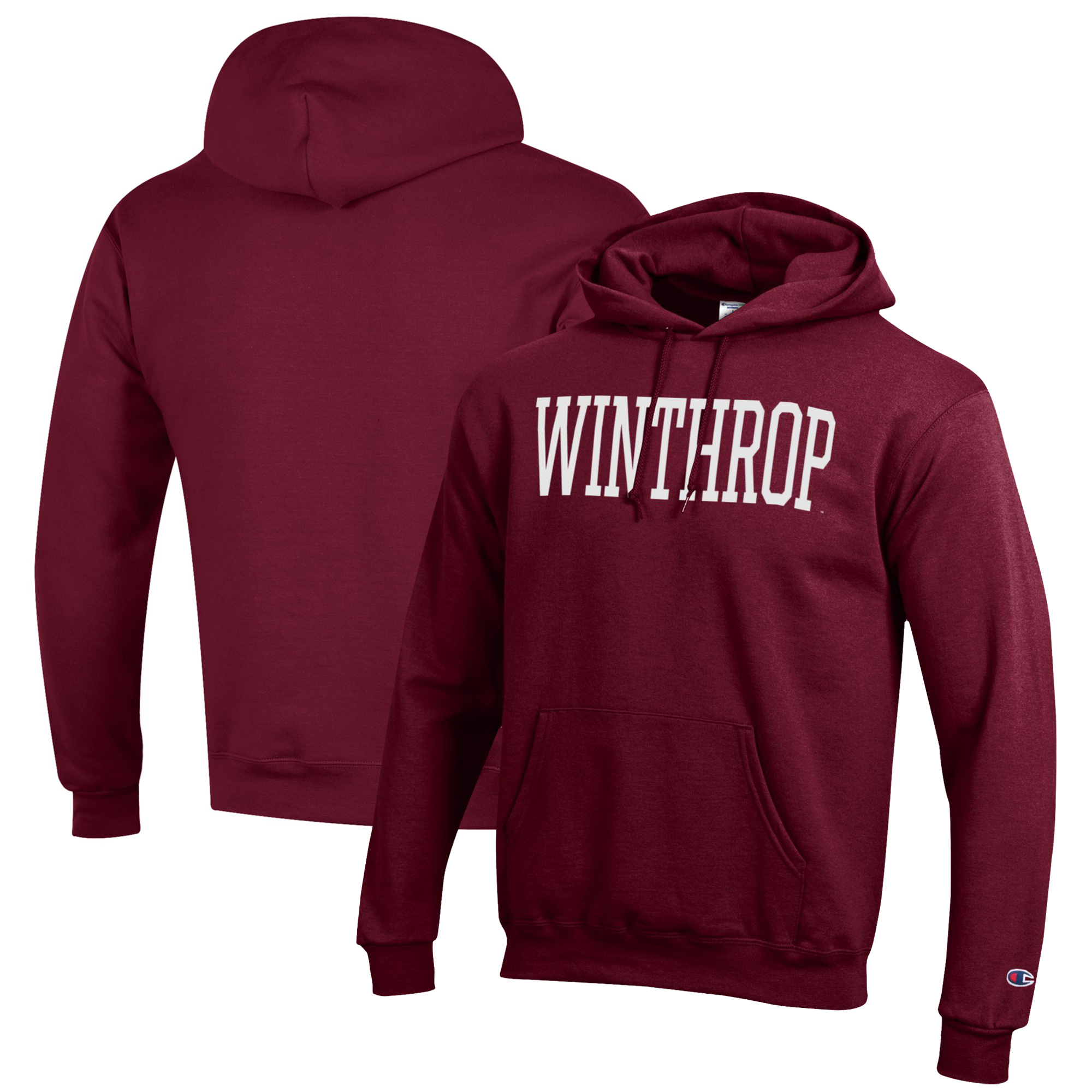 Men's Champion Red Winthrop Eagles Eco Powerblend Pullover Hoodie - Image 5