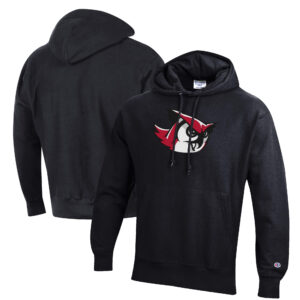Men's Champion Black Keene State Owls Reverse Weave Fleece Pullover Hoodie