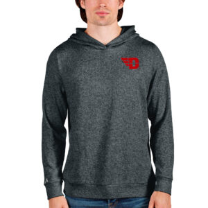 Men's Antigua Heathered Charcoal Dayton Flyers Absolute Pullover Hoodie