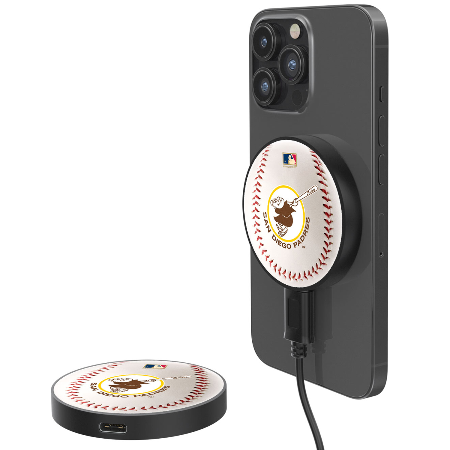 San Diego Padres 10-Watt Baseball Cooperstown Collection Wireless Magnetic Charger
