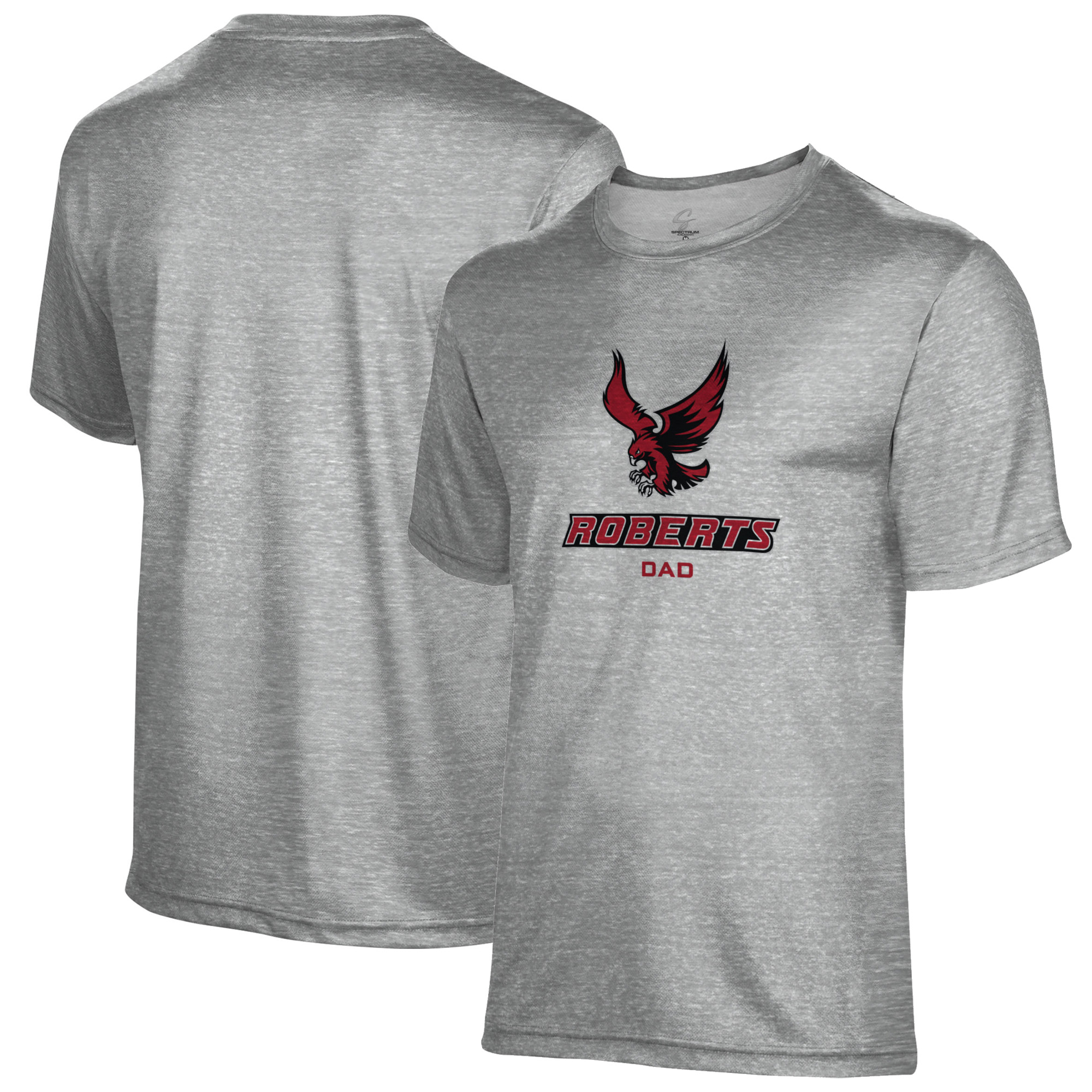 Men's Gray Roberts Wesleyan Redhawks Dad Name Drop T-Shirt