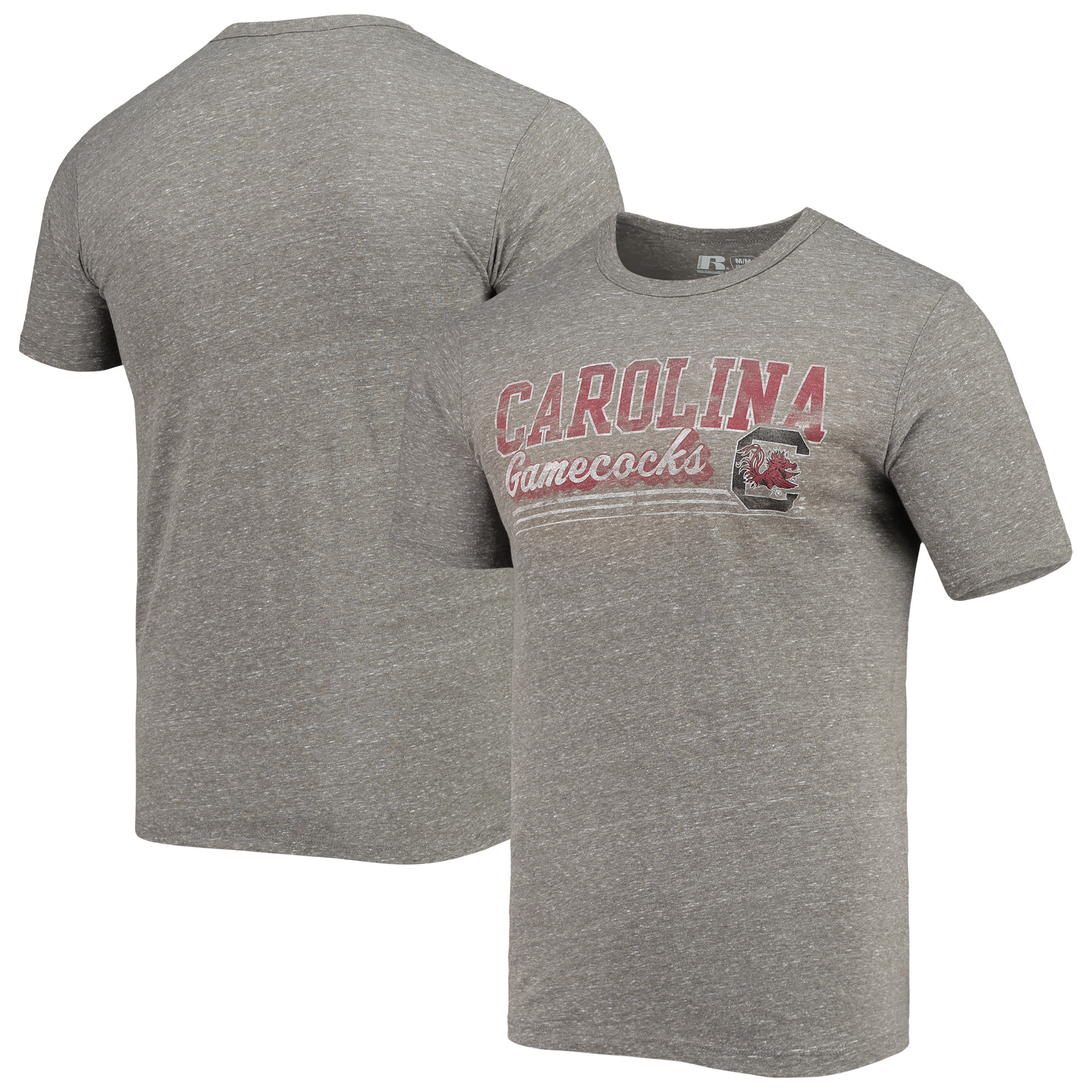 Men's Russell Heathered Charcoal South Carolina Gamecocks Tri-Blend T-Shirt - Image 5