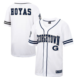 Men's Colosseum White Georgetown Hoyas Free Spirited Mesh Button-Up Baseball Jersey