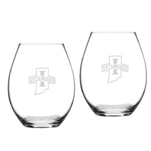 Indiana State Sycamores 20oz. 2-Piece Riedel Stemless Wine Glass Set