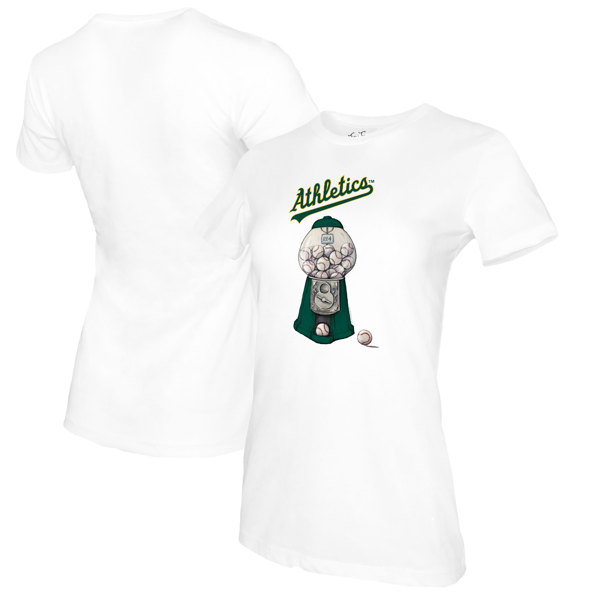Women's Tiny Turnip White Oakland Athletics Gumball Machine T-Shirt