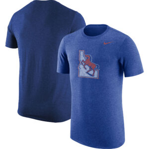 Men's Nike Heather Royal Boise State Broncos Vintage Logo Tri-Blend T-Shirt