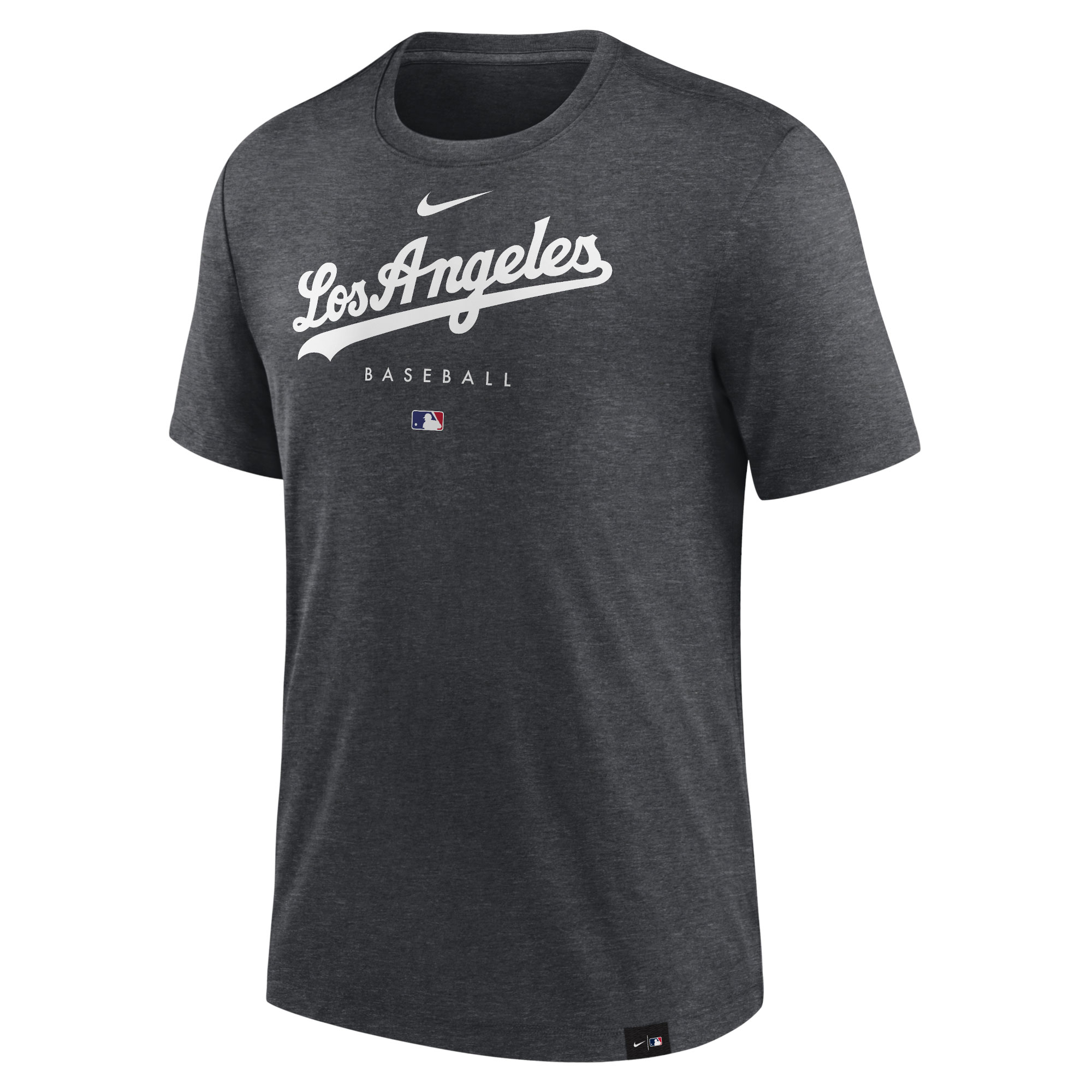 Men's Nike Heather Charcoal Los Angeles Dodgers Authentic Collection Early Work Tri-Blend Performance T-Shirt - Image 6