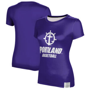 Women's ProSphere Purple Portland Pilots Basketball Logo Stripe T-Shirt