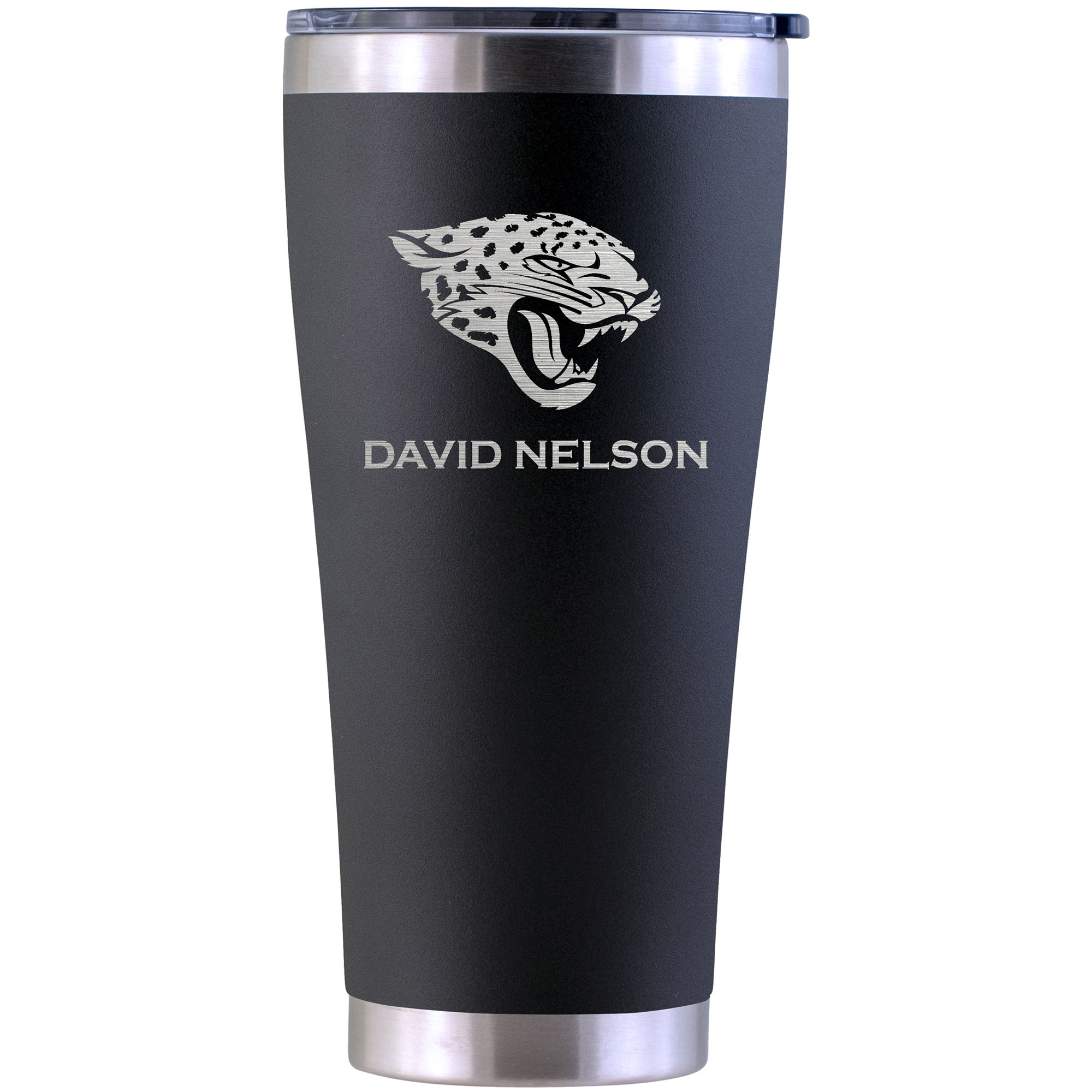 Jacksonville Jaguars Personalized 30oz. Laser Etched Black Tumbler