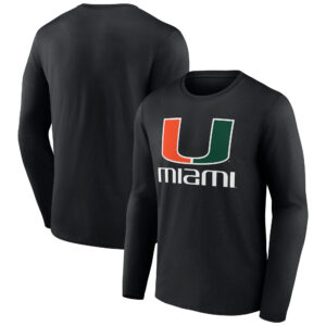 Men's Black Miami Hurricanes Lockup Team Long Sleeve T-Shirt
