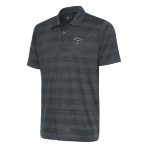 Men's Antigua Charcoal Carolina Panthers Team Logo Throwback Compass Polo