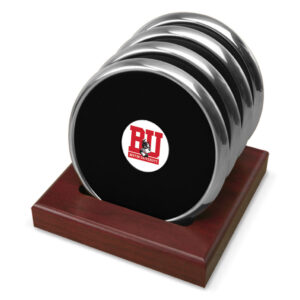 Silver Boston University Team Logo 4-Piece Coaster Set