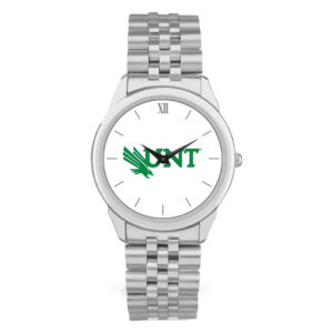 Men's Silver North Texas Mean Green Team Logo Rolled Link Bracelet Wristwatch