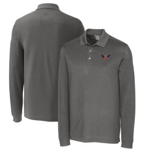 Men's Cutter & Buck Steel Auburn Tigers Vault Advantage Tri-Blend Pique Big & Tall Long Sleeve Polo