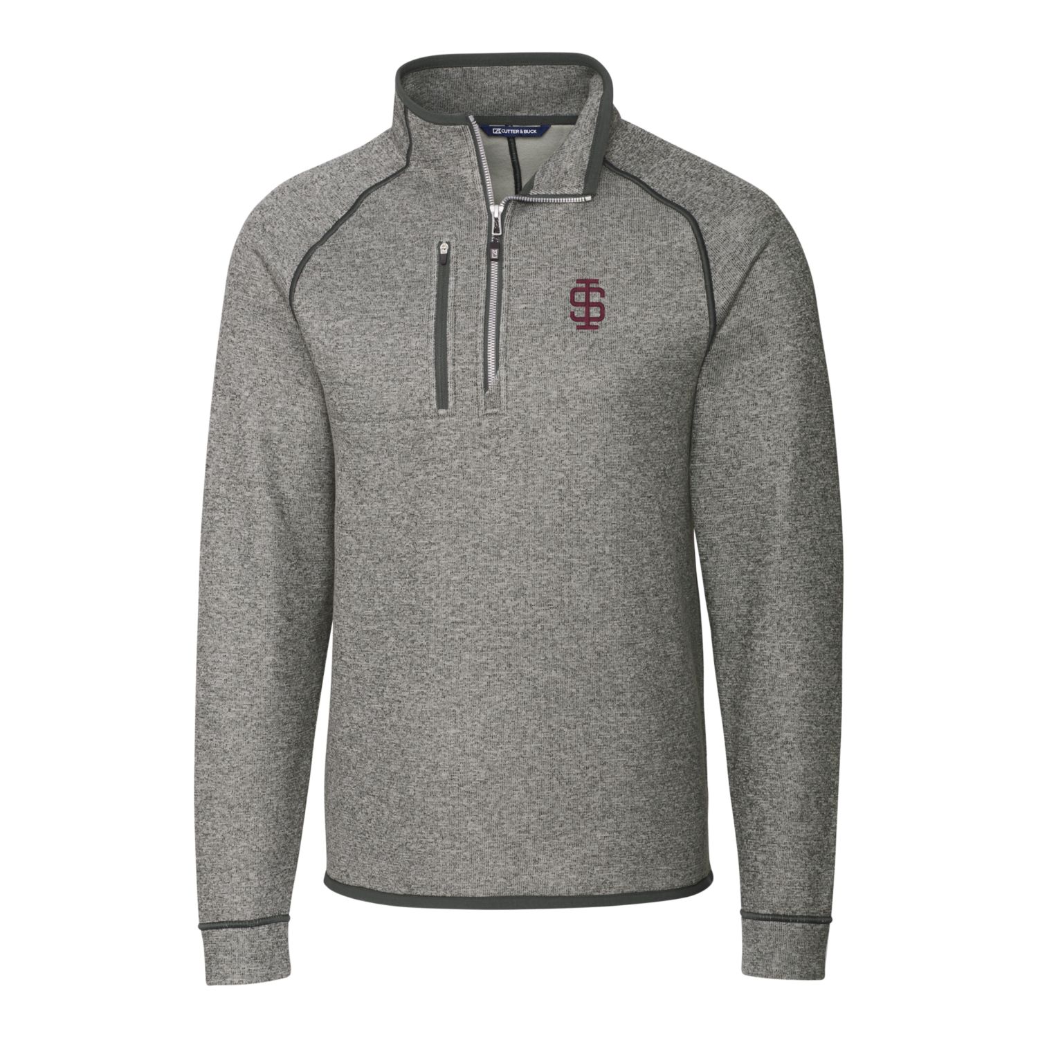 Men's Cutter & Buck Heather Gray Southern Illinois Salukis Mainsail Sweater-Knit Big & Tall Half-Zip Pullover Jacket - Image 10