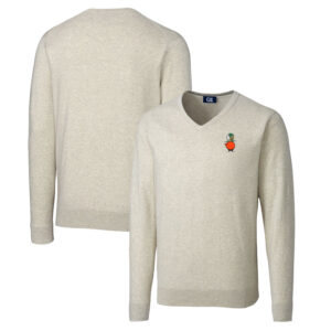 Men's Cutter & Buck Oatmeal UCF Knights Lakemont Tri-Blend Big & Tall V-Neck Pullover Sweater