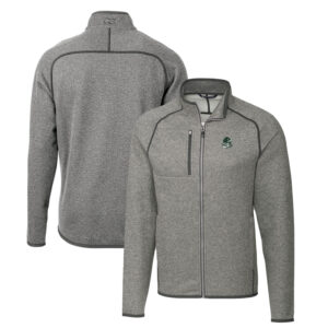 Men's Cutter & Buck Heather Gray Portland State Vikings Mainsail Sweater-Knit Big & Tall Full-Zip Jacket