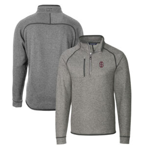 Men's Cutter & Buck Heather Gray Southern Illinois Salukis Mainsail Sweater-Knit Big & Tall Half-Zip Pullover Jacket